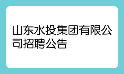 山东水投集团有限公司招聘公告