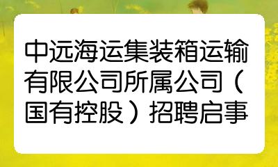 中远海运集装箱运输有限公司所属公司国有控股招聘启事