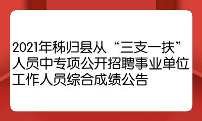 2021年秭归县从三支一扶人员中专项公开招聘事业单位工作人员综合成绩