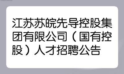 江苏苏皖先导控股集团有限公司(国有控股)人才招聘公告