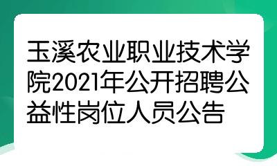 玉溪农业职业技术学院2021年公开招聘公益性岗位人员公告