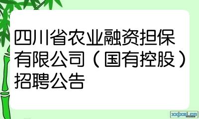 四川省农业融资担保有限公司国有控股招聘公告