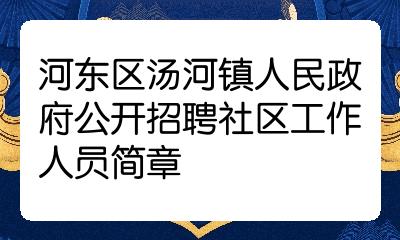 河东区汤河镇人民政府公开招聘社区工作人员简章