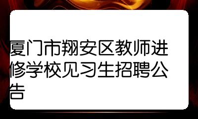 厦门市翔安区教师进修学校见习生招聘公告